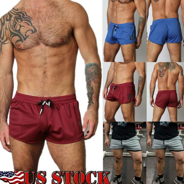 

men's sports training bodybuilding summer shorts workout fitness gym short pants, White;black