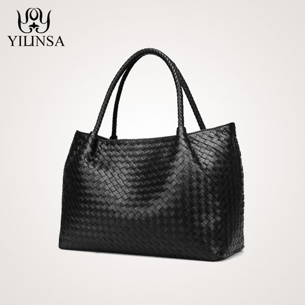 

fashion designer handbags genuine leather sheepskin shoulder bag weave large shopping bag brand handmade totes