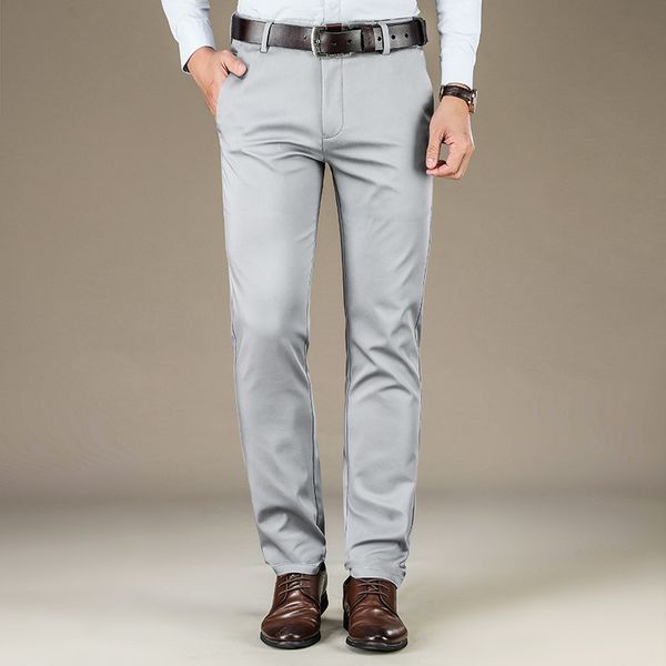 

men spring summer fashion japan harajuku solid color tencel formal trousers business large size casual suit pants, Black
