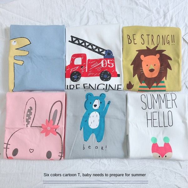

csebs ins cartoon t-shirt summer short-sleeved boy girl baby pure cotton wear half-sleeved 8 children's t-shirt children's clothin, Blue