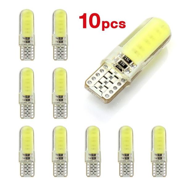 

10pcs t10 w5w led car interior light cob silicone auto signal lamp 12v 194 501 side wedge parking bulb for lada car styling
