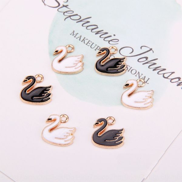 

yxxzv black and pendant earrings diy earrings white swan pendant alloy dripping oil handmade diy earring earring earhook material bag access, Silver