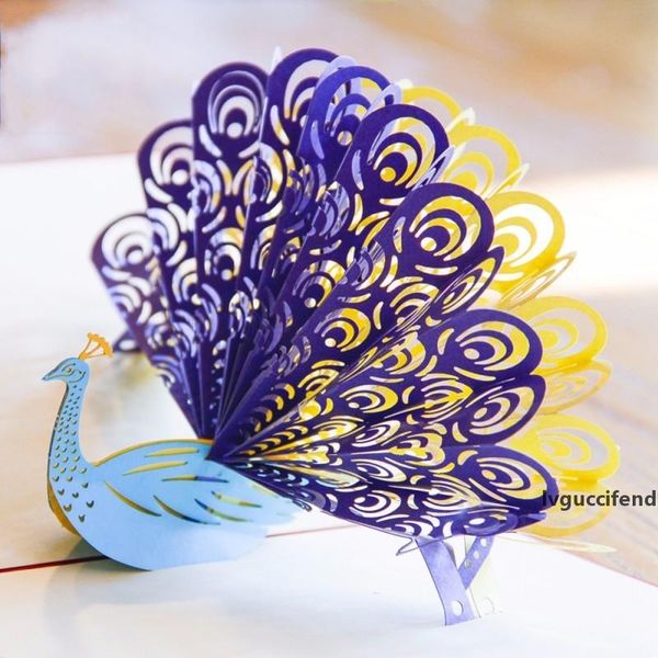 

3d peacock pop up greeting card laser cutting retro envelopes postcard hollow carved handmade thank you invitation card kirigami origami