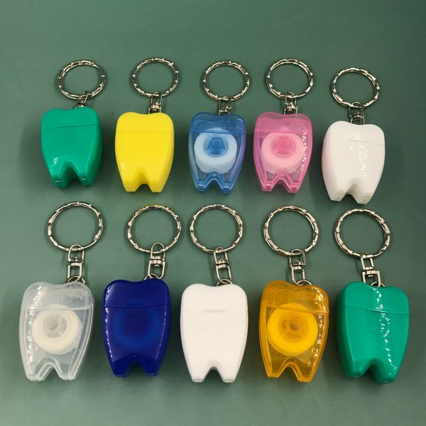 

50шт портативный стоматологический floss зубы clean keyring брелок путешествия 15m случайный цвет