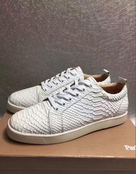 

роскошный --junior man red bottom кроссовки белый нож вырезать python кожа досуг flats женщины повседневная ходьба досуг тренер обувь, Black