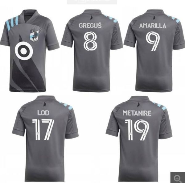 

20-21 minnesota united fc soccer jersey mls amarilla molino uniform mens #17 lod gregus metanire football shirt, Black;yellow