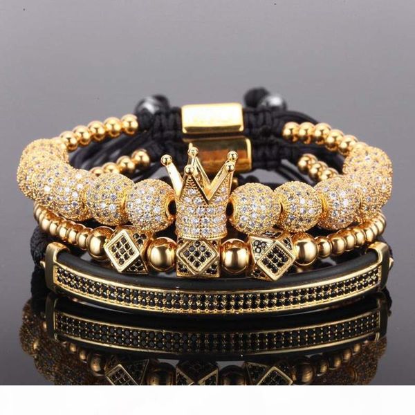

3pcs set couple bracelet stainless steel beads crown 2018 for lovers bracelets for women men luxury jewelry man pulseira bileklik, Golden;silver
