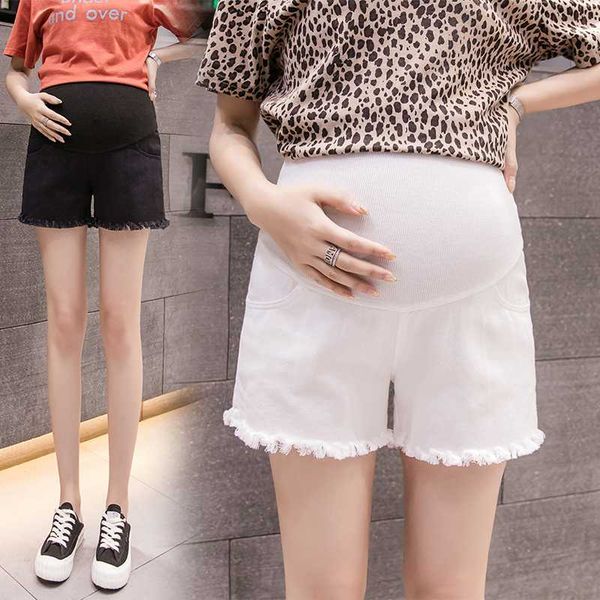 

6001 summer thin white denim maternity shorts high waist adjustable belly casual shorts clothes for pregnant women pregnancy