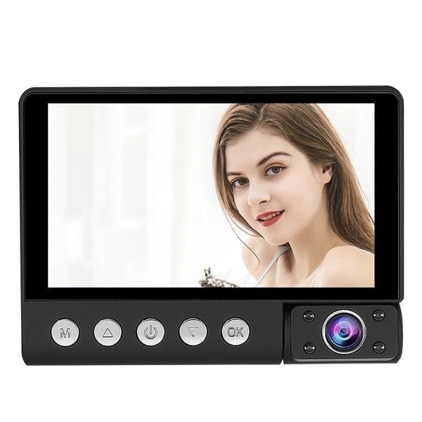 

driving recorder 4 inch three-way car inside and outside hd three lens before after recording reversing image machine