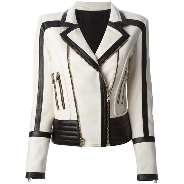 

women's suits & blazers deat 2021 autumn winter long sleeve turn down collar white black faux leather zipper pu jacket women coat mj966