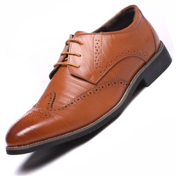 

fashion new men's brock casual shoes handmade fashion dress shoes business leather tooling oxford large size 38-48, Black