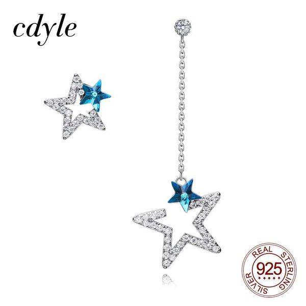 

cdyle rhinestone star drop dangle earrings with crystal fashion 925 sterling silver irregular earrings for women birthday gift