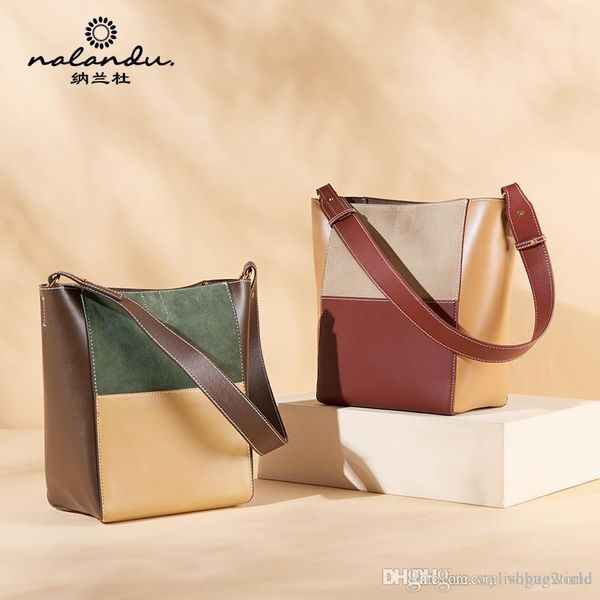 

ladies bucket bag ladies leather diagonal shoulder large shopping bbag european and american retro large capacity portable tote bag 411