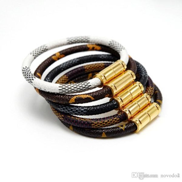 

latest leather bracelets bangles for women men 19cm 316l stainless steel desier statement bracelet pulseiras jewelry accessories gifts dhl, Golden;silver