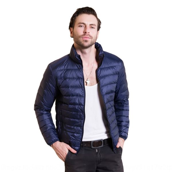 

2020 new light and thin down jacket coat down jacket men's stand collar korean style loose large size casual coat, Black