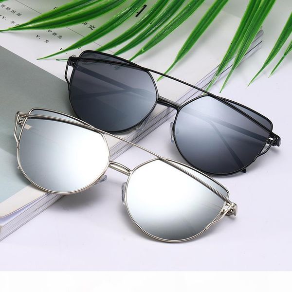 

2020 metal cat eye sunglasses women colorful glasses fashion pink black sun glasses men oversized sunglasses, White;black