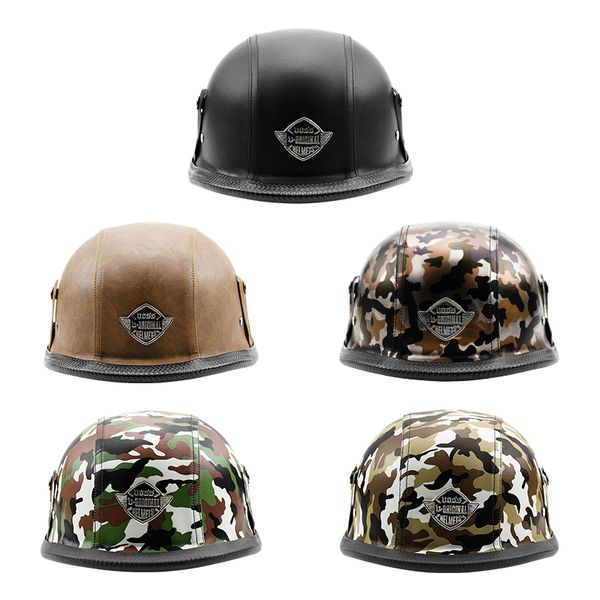 

wwii helmet motorcycle vintage half face helmet retro chopper cruiser german matte black motocross 57-61cm accessories