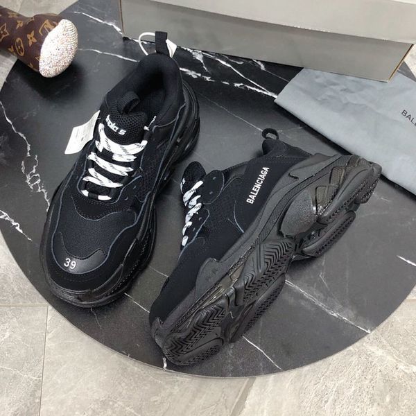 

designer shoes luxury mens women casual shoes, men and women sneakers couple models tennis shoes triple s transparent sole p02, Black