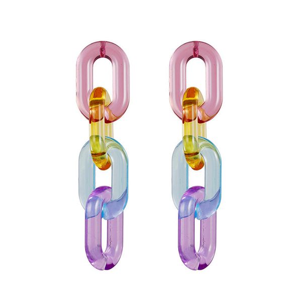 

boho candy color clear acrylic chain long earrings for women fashion resin geometric drop earrings statement party jewelry, Silver
