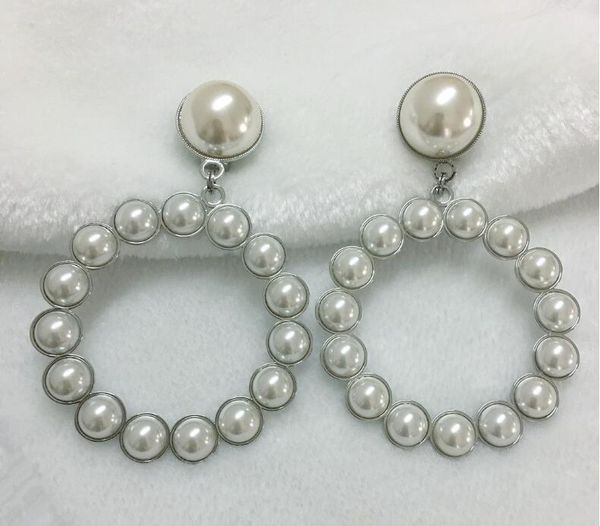 

fashion big circle earrings with pearl jewelry for women party wedding luxury designer dangle earrings quality, Golden