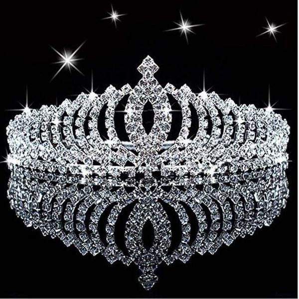 

hair accessories chic crown rhinestone inlaid princess clip hairband bridal wedding headwear, Slivery;white