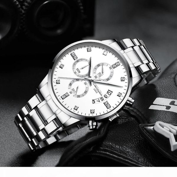 

automatic mechanical watch casual luxury quartz waterproof watches stainless steel relogio masculino, Slivery;brown