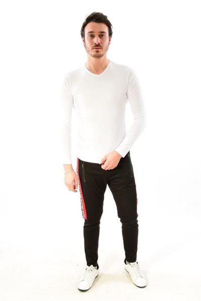 

мужской карманный zipper ограниченный троттинг черный sweatpants 2494, Black