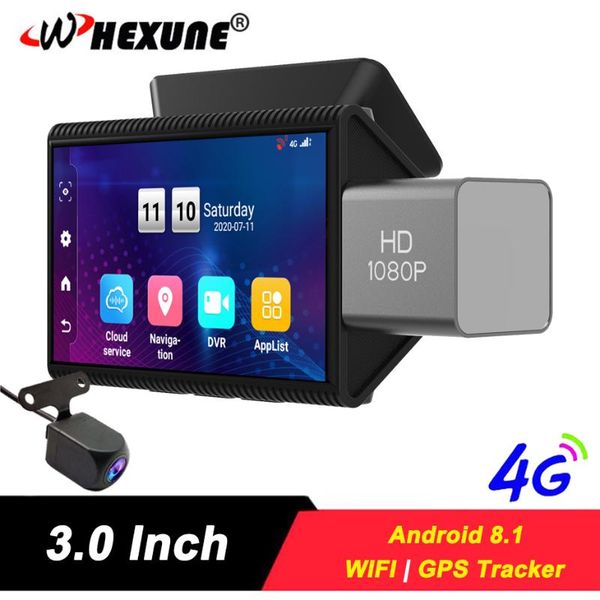 

whexune 3 inch 4g android 8.1 car dvr gps dual cameras fhd 1080p auto video recorder wifi dash cam night vision parking monitor