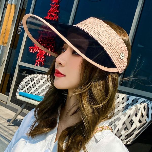 

empty sun bicycle straw female summer sun hat korean style fashionable cycling cap uv-proof outdoor straw hat, Blue;gray