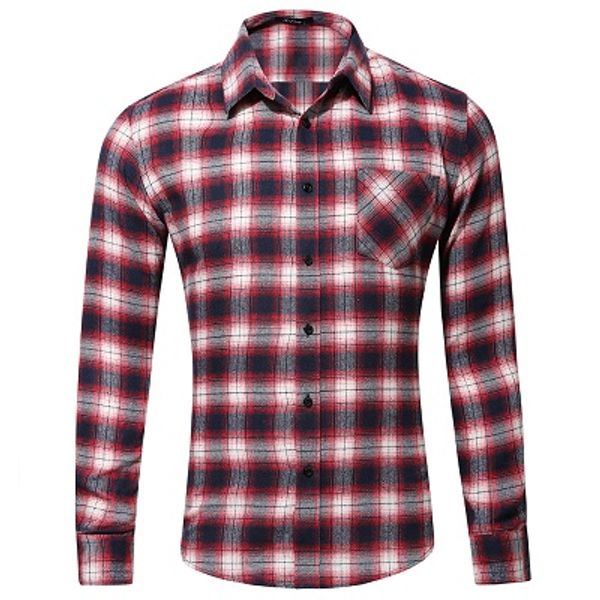 

Mens Vogue Plaid Shirt Slim Fit Spring Autumn Male Casual Turn-down Collar Long Sleeved Shirts Soft Comfortable Tops S-2XL Top Quality