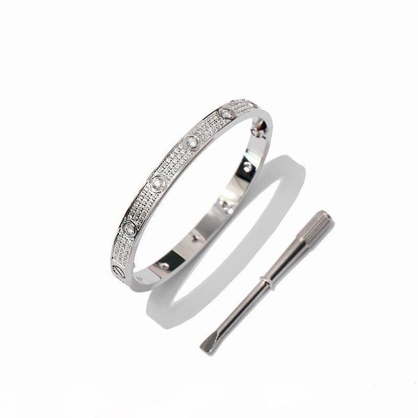 

i 316l titanium steel love bracelets bangles for women men full cz charm bracelet puleiras screw screwdriver bangle jewelry wholesale, Black