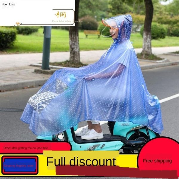 

электрический автомобиль дождевик и взрослый плащ велосипед езды на велосипеде одного прозрачный корейского велосипеда моды женского пончо ж, Black