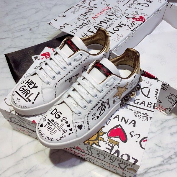 

2020k новых тенденций ручной росписи граффити кожаных ботинок вышитые мужчины и женщины спортивной обувь мода диких пар обувь, размер 35-45, Black