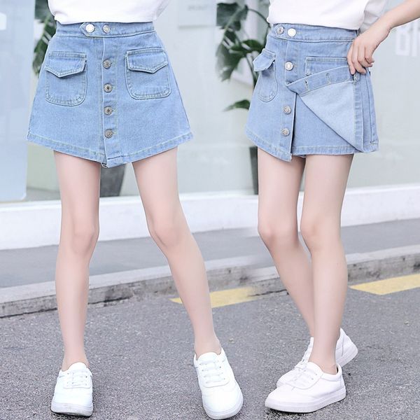 

vfvq4 girls' denim shorts trousers and trousers shorts 2020 new children's korean style medium and large children girls' all, Blue