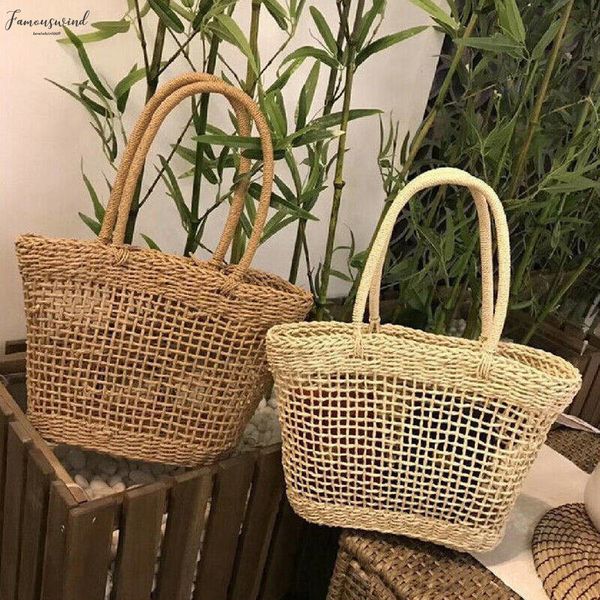 

women summer beach open tote bag ladies casual holiday wicker straw rattan bags