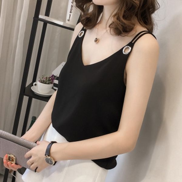 

fat mm plus fat plus size loose sleeveless vest base outer female sling shirt v-neck suspender chiffon shirt, Camo