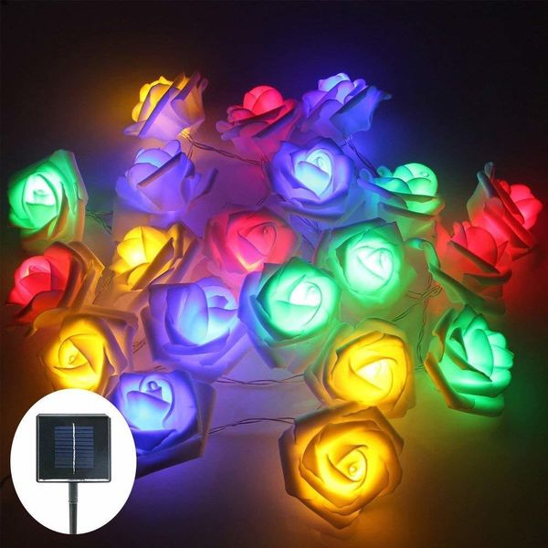 

solar led string lights rose energy saving 20leds 5m outdoor christmas new year festival party garden decoration lamp