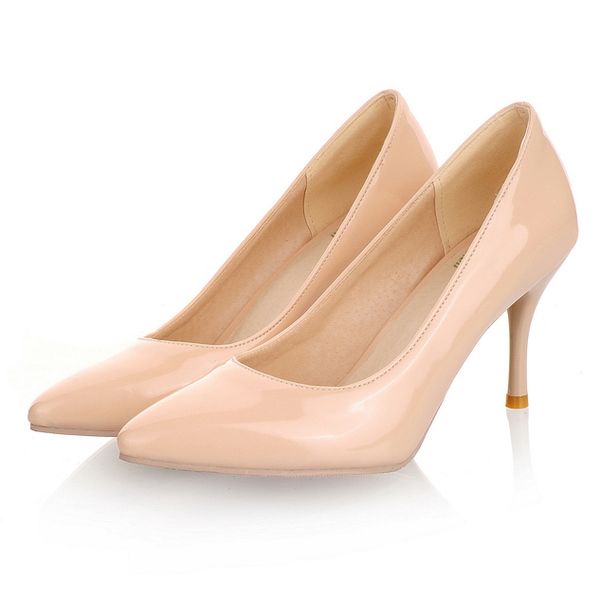 

original intention women shiny pumps thin high heels pumps pointed toe ladies black red nude casual shoes women size 3-15