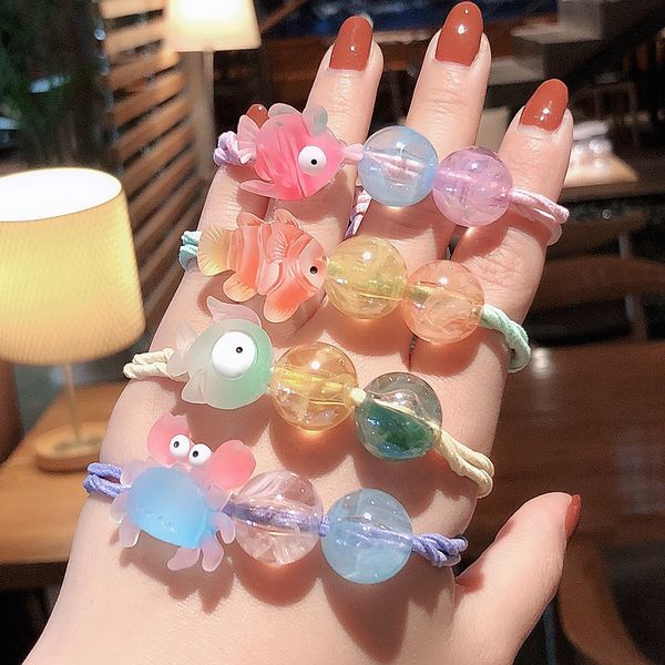 

hair bun maker korean-style cute little goldfish headband women's tennis red accessories fairy band mori series immortal tie head hai, Brown