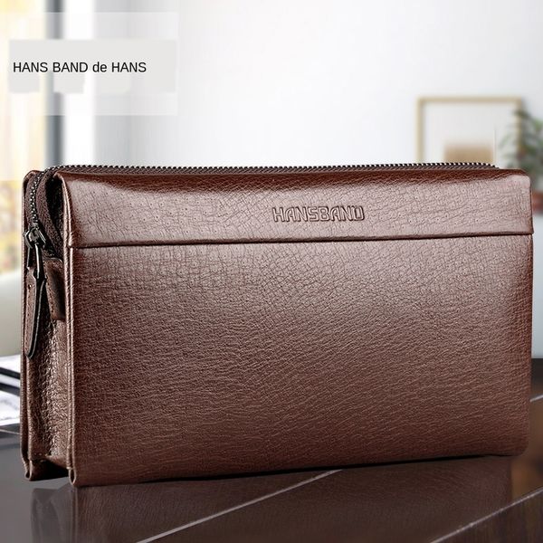 

ганса связь бизнес случайный мужской кошелек рука натуральная кожа большой емкости ручной мешок длинный молния бумажник мешок руки мягкой, White