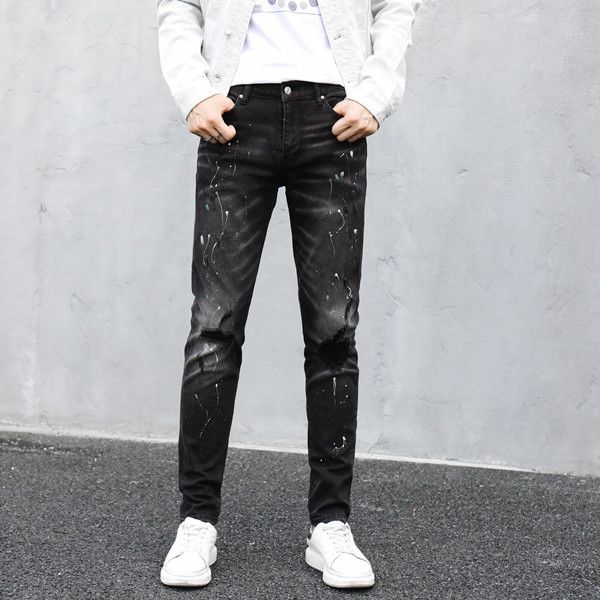

new noble men's jeans, slim-fit long jeans, black jeans, motorcycle men, designed by fashion denim masters, Blue