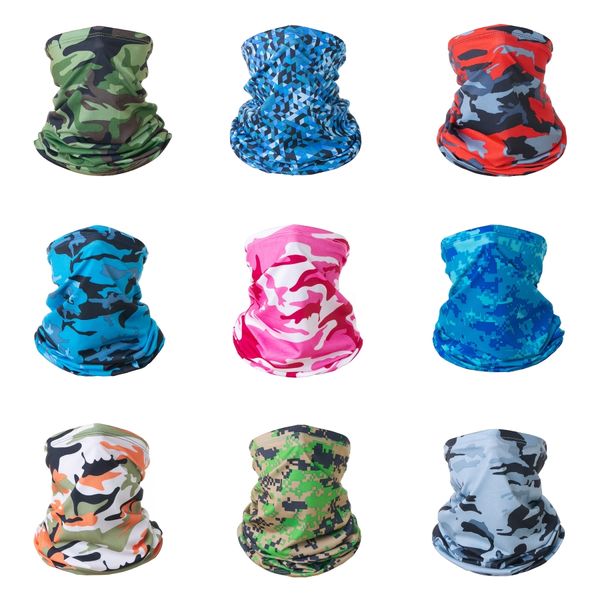 

women men camouflage ice silk magic bandana ear hanger triangle half face mask outdoor fishing hiking cycling neck er scarf#900#530, Black