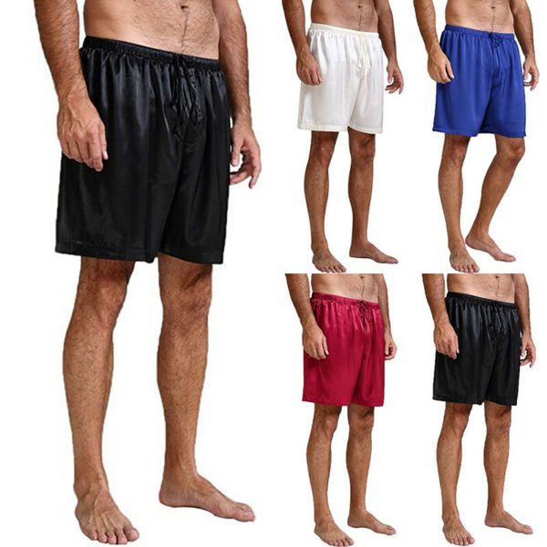 

new men satin pajamas sleepwear casual sleep lounge shorts nightwear short pants, White;black
