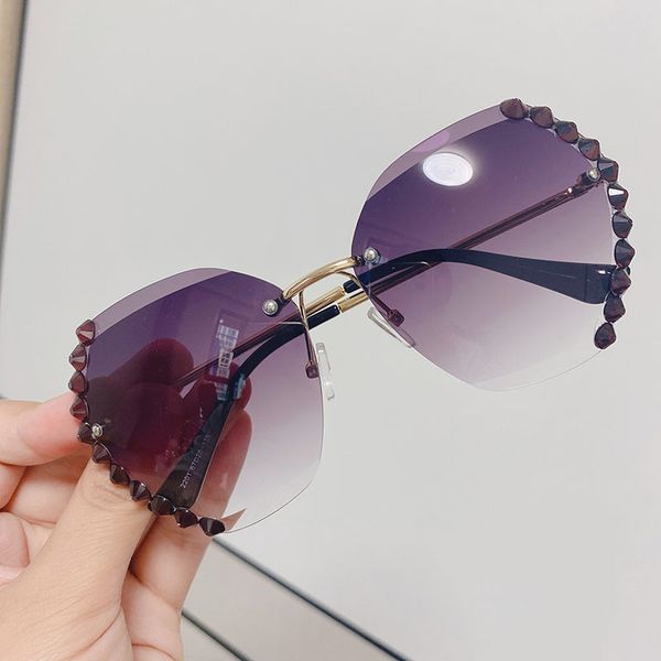 

sunglasses 2021 square colorful diamond oversized rimless women vintage luxury crystal sun glasses rhinestone eyeware uv400, White;black