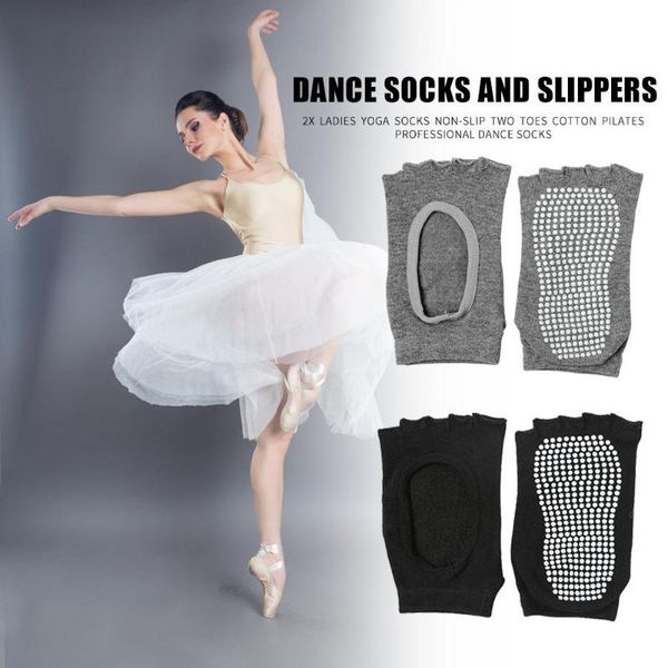 

yoga socks classic delicate texture 2pcs women yoga socks anti-slip five fingers backless fitness sports, Black
