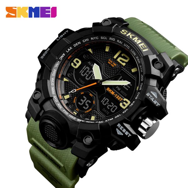 

luxury mens watches skmei brand sports watches dual time quartz digital outdoor led wristwatches relogio masculino, Slivery;brown