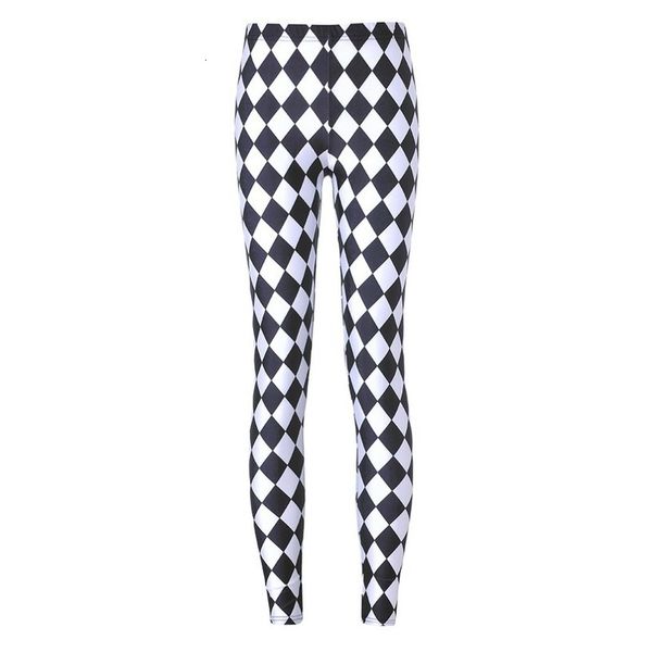 

digital printingelastic casual pants black and white diamond pattern women leggings 7 sizes fitness clothing ing
