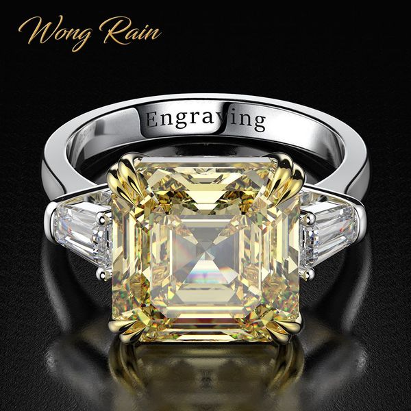 

wong rain 100% 925 sterling silver created moissanite citrine diamonds gemstone wedding engagement ring fine jewelry wholesale, Slivery;golden