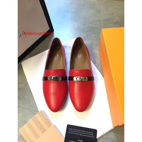 

406418 real cowhide red shallow mouth pointed shoes women running ballerina flats sneakers shoes loafers espadrilles wedges dress, Black;green