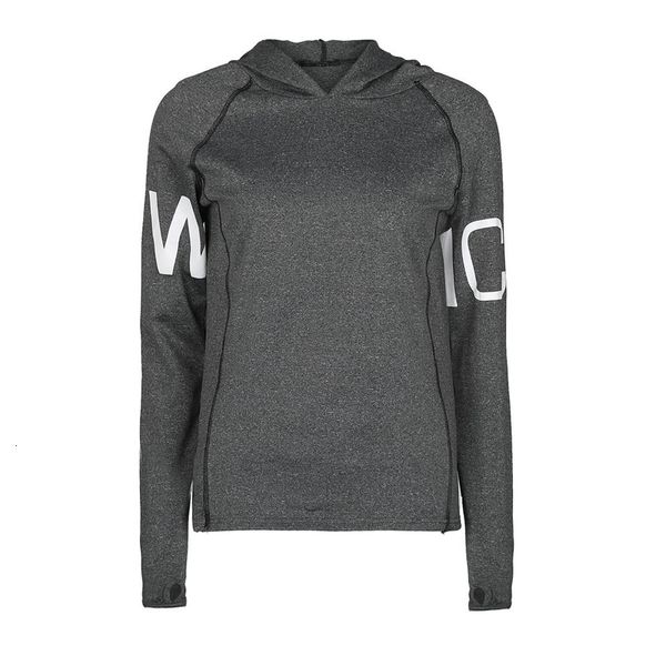 

letter hooded ladies sports shirt quick-drying breathable long-sleeved yoga shirt ladies fitness wear sports, White;red